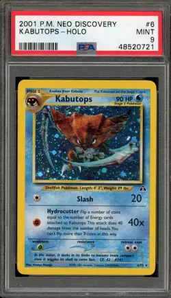 Pokemon Kabutops Neo Discovery Unlimited Holo Rare #6 PSA 9 Mint - Image 1