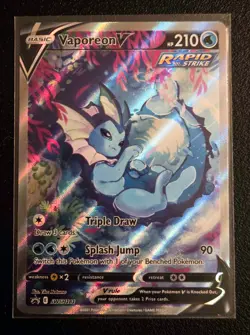 Pokemon TCG Vaporeon v SWSH181 Black Star Promo Full Art Holo NM - Image 1