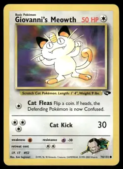 Pokemon Tcg Giovanni's Meowth #74 Pokemon Gym Challenge LP - Image 1