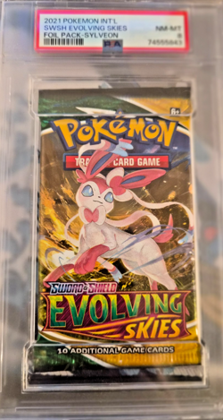 2021 English Pokemon Evolving Skies Syleon Art Sealed Pack PSA 8 - Image 1