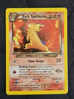 Pokemon TCG Dark Typhlosion Neo Destiny 10/105 Holo Unlimited Rare 2000 - Image 2