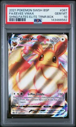 2021 Pokemon SWSH ETB Black Star Promo 87 Eevee VMAX Full Art PSA 10 Gem Mint - Image 1