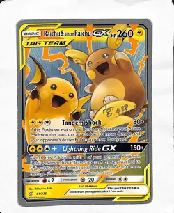 Pokemon Raichu & Alolan Raichu GX TAG TEAM Ultra Rare 54/236 World Championship - Image 1