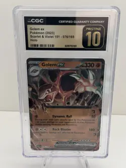 Pokemon Golem ex CGC Pristine 10 Scarlet & Violet 151 076/165 Double Rare Holo - Image 1