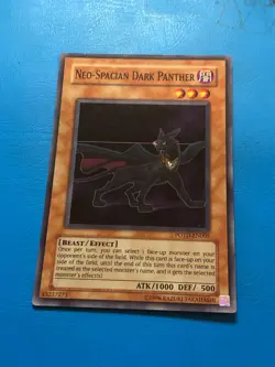 YUGIOH Super Rare Neo-Spacian Dark Panther POTD-EN005 PLAYED - Image 1