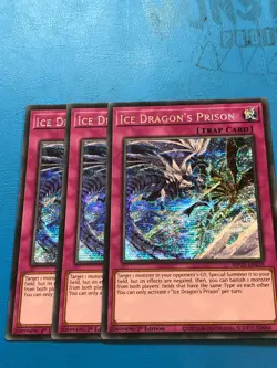 YUGIOH 3x Secret Rare Ice Dragon's Prison MP21-EN155 1st Edition - Image 1