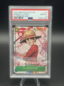 2025 ONE PIECE MONKEY D LUFFY OP13-118 CARRYING ON HIS WILL SEC ALT ART PSA 10 - Image 1