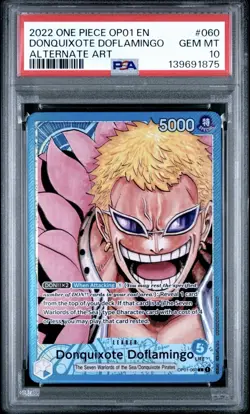 2022 ONE PIECE OP01-ROMANCE DAWN ALTERNATE ART #060 DONQUIXOTE DOFLAMINGO PSA 10 - Image 1