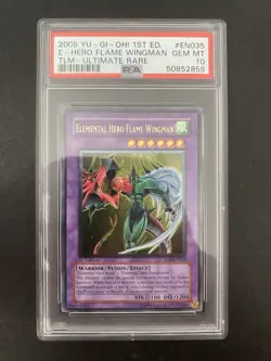 Yugioh Elemental Hero Flame Wingman TLM-EN035 PSA 10 1st Edition Ultimate Rare - Image 1