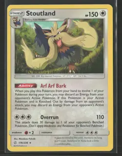 Stoutland #176/236 SM - Cosmic Eclipse Holo Rare Pokemon TCG - Image 1