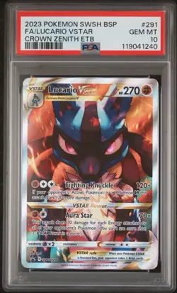 2023 POKEMON BLACK STAR PROMO SWSH 291 FA/LUCARIO VSTAR CROWN ZENITH PSA 10 - Image 1