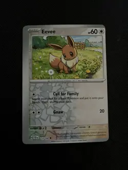 Pokemon Eevee 113/142 Sv07: Stellar Crown REVERSE HOLO *Miscut Error* RARE TCG - Image 1