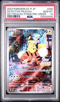 2023 POKEMON JPN SV-P PROMO #098 DETECTIVE PIKACHU PSA 10 - Image 1
