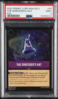 2024 DISNEY LORCANA EN 3-INTO THE INKLANDS FOIL #65 THE SORCERER'S HAT PSA 9 - Image 1