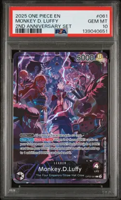 Monkey D Luffy (One Piece 2nd Anniversary Set) English Leader Promo PSA 10 - Image 1