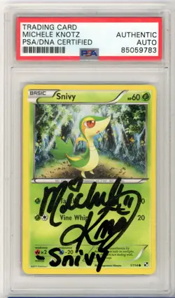 PSA Signed Michele Knotz Pokemon Trading Card Game Snivy Black & White 1/114 - Image 1