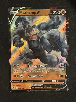 ✨💪 Machamp V Pokemon Card 🌟 Ultra Rare Holo Sword & Shield 🔥 Strong! ⚡ - Image 1