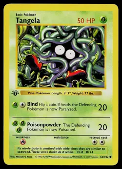 Pokemon Card - Tangela 1st Edition Base Set Shadowless 66/102 - Image 1