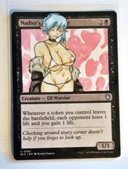 Nadier's Nightblade Altered Art Hand Painted MTG Magic the Gathering Girl Elf - Image 2