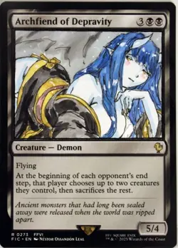 Archfiend of Depravity Altered Art Hand Painted MTG Magic the Gathering Girl - Image 1