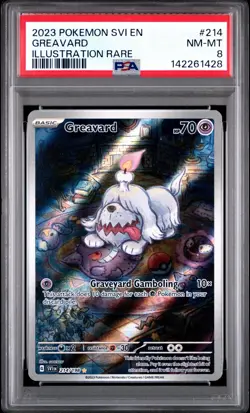 Greavard #214 PSA 8 NM Holo Illustration Rare Scarlet & Violet Pokemon Card 🔥🔥 - Image 1