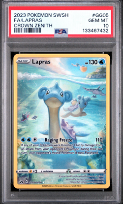 2023 POKEMON SWORD & SHIELD CROWN ZENITH #GG05 FULL ART/LAPRAS PSA 10 - Image 1