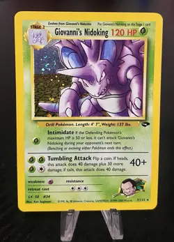 Pokemon Vintage Gym Challenge Giovanni's Nidoking Holo #7/132 English 2000 LP - Image 1