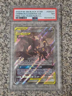 Pokemon TCG Umbreon & Darkrai GX SM241 Tag Team Holo Promo Card PSA 7 - Image 1
