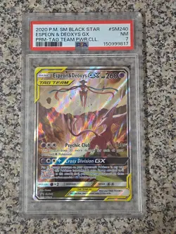 Pokemon TCG Espeon & Deoxys GX SM240 Black Star Promo Holo PSA 7 - Image 1