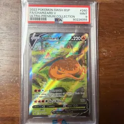 2022 POKEMON SWSH BLACK STAR PROMO #260 FULL ART/CHARIZARD V PSA 9 - Image 1