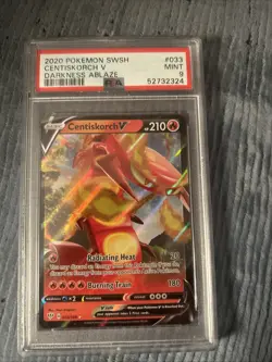2020 Pokemon Sword & Shield Darkness Ablaze Centiskorch V Card #033 PSA 9 MINT - Image 1