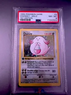 Chansey 1st Edition Holo PSA 8 Base Set Pokemon Card - Image 1