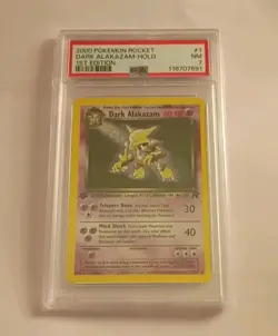 Pokemon TCG Team Rocket 1st Edition Holo 1/82 Dark Alakazam PSA 7 NEAR MINT - Image 1
