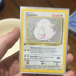 Pokemon Chansey/Chaneira 3/102 Base Set Holo Rare 1st Edition German - Image 1