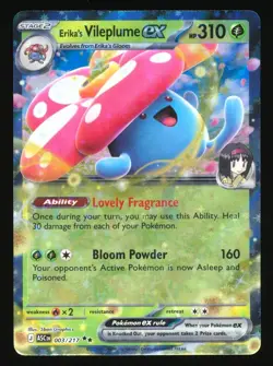 POKEMON ME: ASCENDED HEROES ERIKA'S VILEPLUME EX HOLOFOIL DOUBLE RARE 003/217 - Image 1