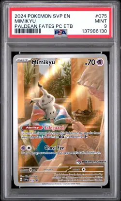 2024 POKEMON PALDEAN FATES POKEMON CENTER ETB PROMO SVP #075 MIMIKYU PSA 9 - Image 1