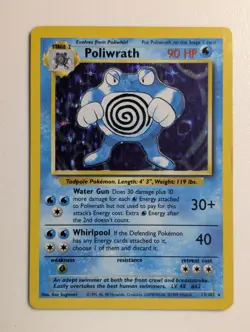Moderately Played 1999 Pokemon WOTC Base Set Unlimited Poliwrath 13/102 Holo - Image 1