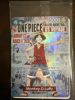 One Piece Monkey.D.Luffy US College Basketball Promo Card SEALED - Image 1