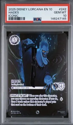 Disney Lorcana Hades Looking for a Deal Iconic PSA 10 Holo 242/204 - Image 1