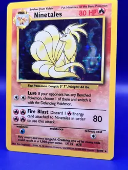 1999-2000 Pokemon Card Ninetales Holo Rare UK 4th Print 12/102 LP - Image 2