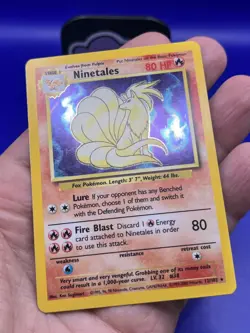 1999-2000 Pokemon Card Ninetales Holo Rare UK 4th Print 12/102 LP - Image 4