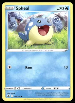 2021 Chilling Reign Set Pokemon Card 037 Spheal NM - Image 1