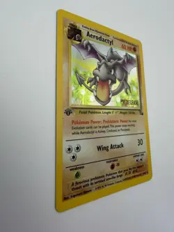 1st Edition Aerodactyl 1/62 PRERELEASE Gold Stamp Fossil Holo 1999 Pokemon Card - Image 2