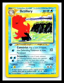 💥 OCTILLERY 1st Edition Stamp Pokemon 2001 Neo Revelation Set Non HOLO # 34/64 - Image 1