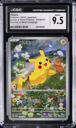 2024 POKEMON JAPANESE SCARLET & VIOLET PROMOS #218/SV-P PIKACHU CGC 9.5 - Image 1