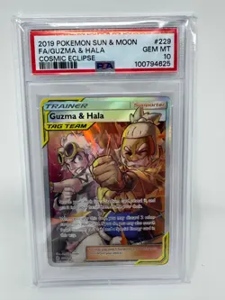 Guzma & Hala #229 Pokemon Cosmic Eclipse PSA 10 - Image 1