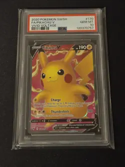 Fa/Pikachu V Vivid Voltage Pokemon Sword & Shield Vivid Voltage 170 NM PSA 10 - Image 1