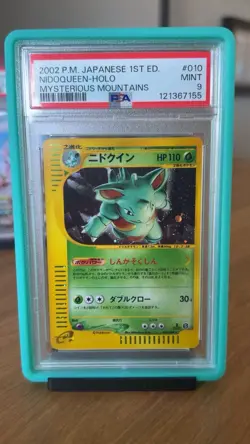 2002 POKEMON JPN MYSTERIOUS MOUNTAINS 1ST ED #010 NIDOQUEEN-HOLO PSA 9 - Image 1