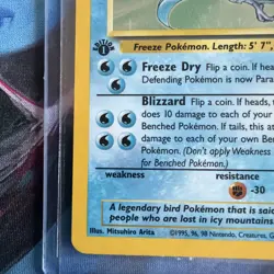 Articuno 1st Edition Holo Fossil 2/62 WOTC Vintage Pokemon Card - Image 5