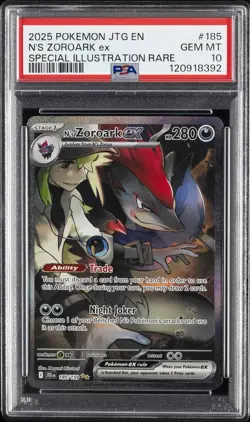 2025 POKEMON JOURNEY TOGETHER SPECIAL ILLUSTRATION RARE N'S ZOROARK EX PSA 10 - Image 1